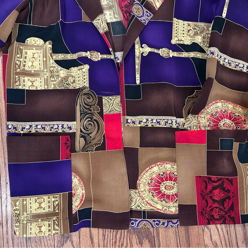 Vintage Patchwork Button-Up Blazer in Purple, Bro… - image 4